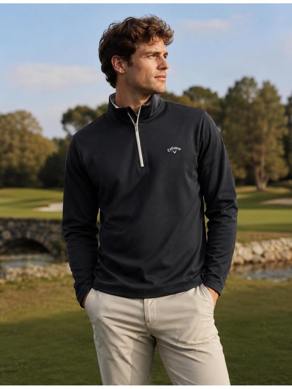 Callaway Golf Pullover Mens  Black 1/4 Zip Fleece Lined Jacket Warmup(216)